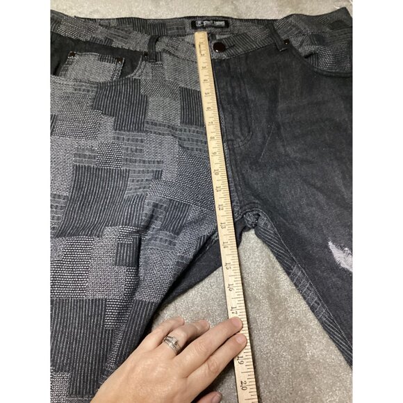Stacy Adams Mens Avante Guard Black & Gray check Patterned Jeans 40x32 Grunge - Picture 11 of 11